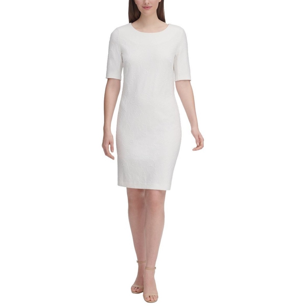 TOMMY HILFIGER NWT ‘Ivy’ Floral Jacquard Midi Sheath Dress, Ivory, Size 8